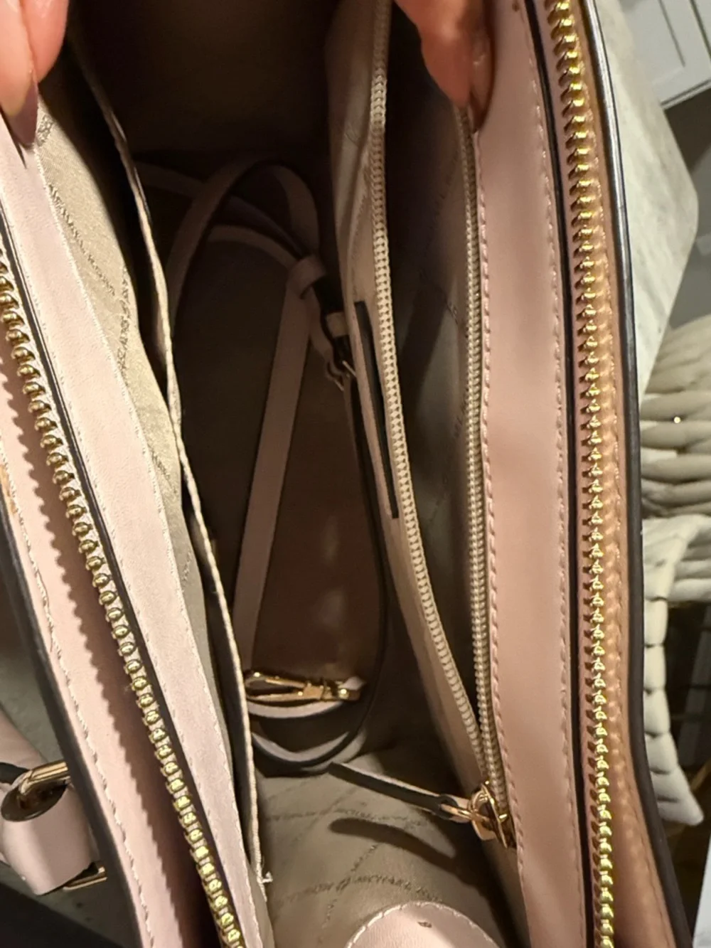 Michael Kors Blush Pink Saffiano Satchel with Gold Hardware